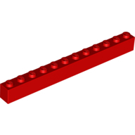 Lego kostka (kostička) 1x12, červená (611221)